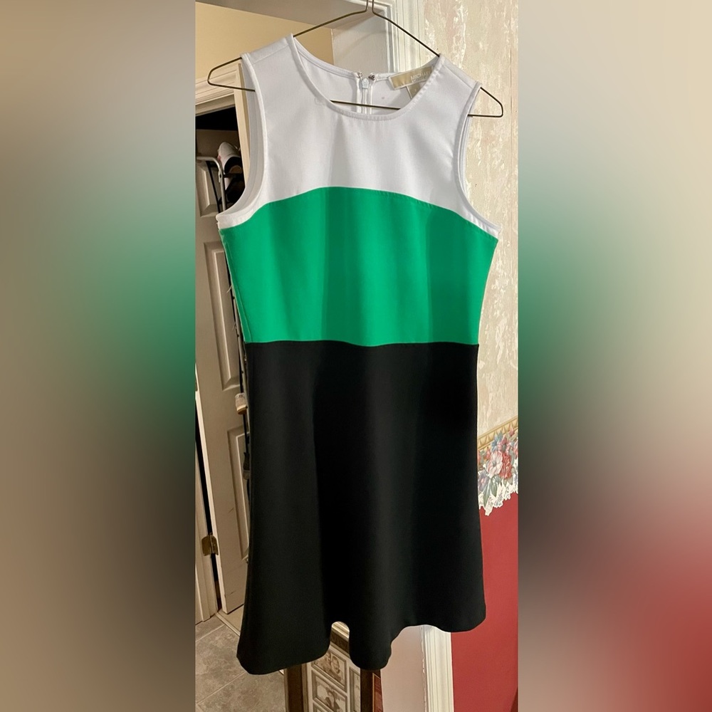 Michael Kors Green Sheath Dress Sleeveless Crew Neck